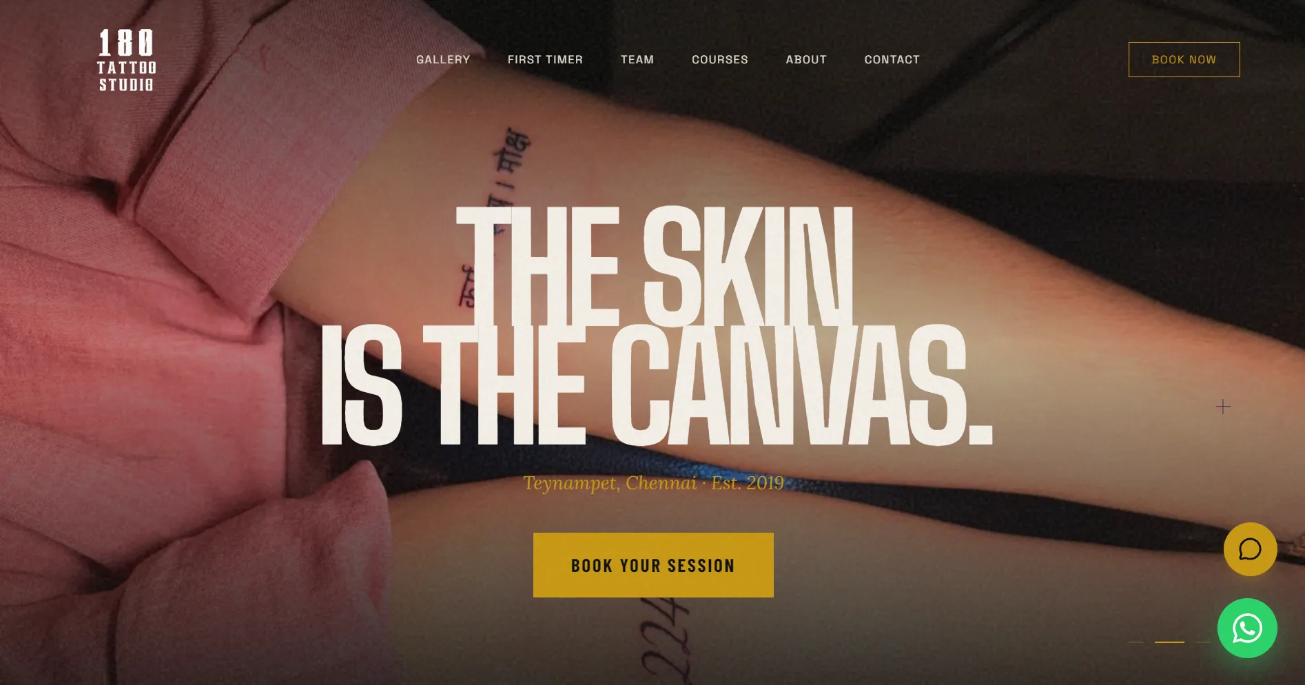 180 Tattoo Studio website screenshot