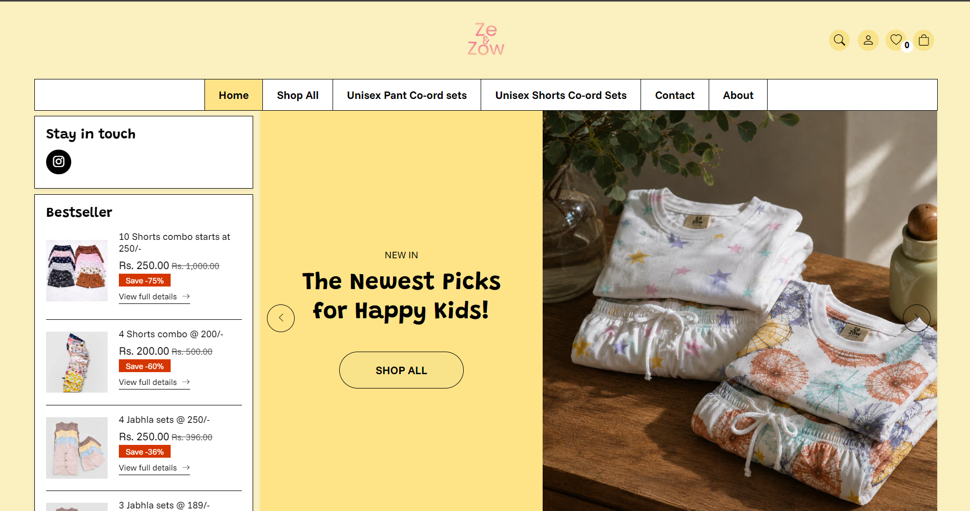 Ze&Zow Shopify store website screenshot
