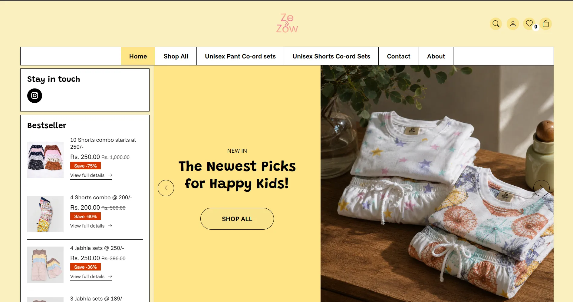 Ze&Zow Shopify store website screenshot