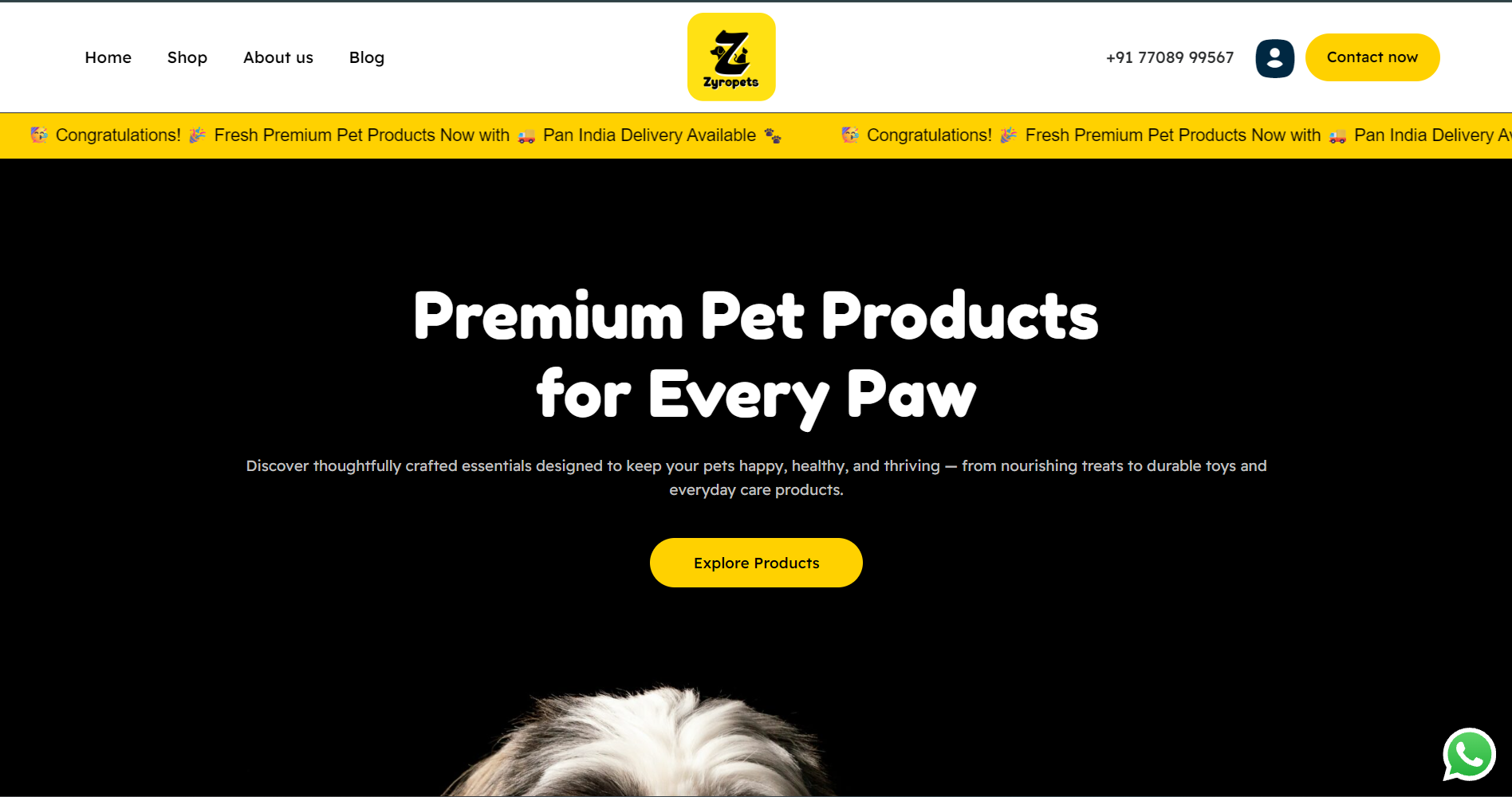 Zyropets B2B Pet Supply website screenshot